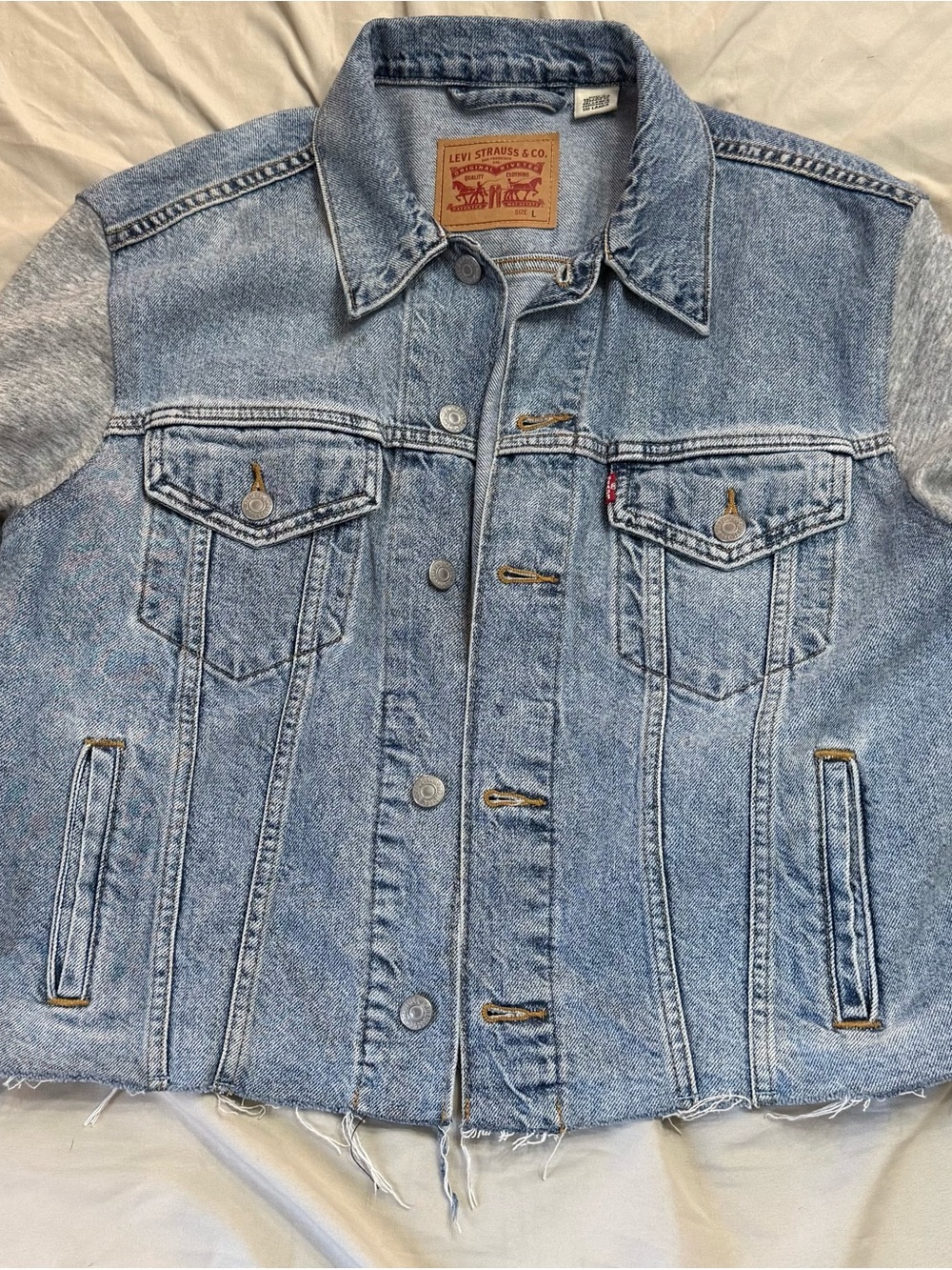 Levi's Light Blue Washed Denim Jacket with sweatshirt sleeves